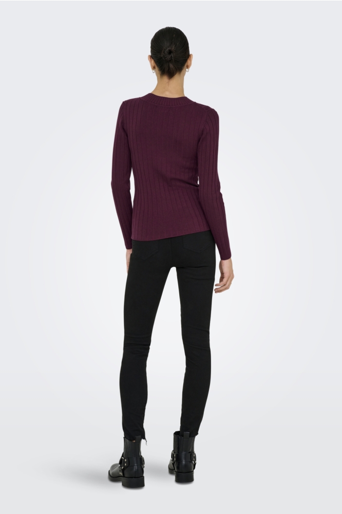 JDYKATE L/S PULLOVER KNT 15207694 MAROON BANNER